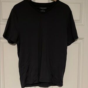 Dark Grey Short Sleeve V-neck Merino Wool Tee